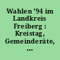 Wahlen '94 im Landkreis Freiberg : Kreistag, Gemeinderäte, Ortschaftsräte, Landrat, Bürgermeister; endgültige Ergebnisse