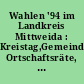 Wahlen '94 im Landkreis Mittweida : Kreistag,Gemeinderäte, Ortschaftsräte, Landrat, Bürgermeister; endgültige Ergebnisse
