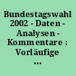 Bundestagswahl 2002 - Daten - Analysen - Kommentare : Vorläufige Ergebnisse von Baden-Württemberg