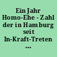 Ein Jahr Homo-Ehe - Zahl der in Hamburg seit In-Kraft-Treten des Lebenspartnerschaftsgesetzes am 1. August 2001 geschlossenen Lebenspartnerschaften und Hamburger Ehen