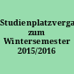 Studienplatzvergabe zum Wintersemester 2015/2016