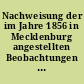 Nachweisung der im Jahre 1856 in Mecklenburg angestellten Beobachtungen über die Entwicklung der Pflanzen.