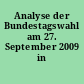 Analyse der Bundestagswahl am 27. September 2009 in Hamburg