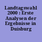 Landtagswahl 2000 : Erste Analysen der Ergebnisse in Duisburg