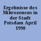 Ergebnisse des Mikrozensus in der Stadt Potsdam April 1998