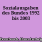 Sozialausgaben des Bundes 1992 bis 2003