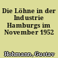 Die Löhne in der Industrie Hamburgs im November 1952