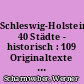Schleswig-Holstein 40 Städte - historisch : 109 Originaltexte aus den Jahren 1780 bis 1921 mit 204 Abbildungen