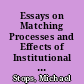 Essays on Matching Processes and Effects of Institutional Changes on Regional and Occupational Labour Markets