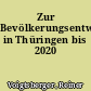 Zur Bevölkerungsentwicklung in Thüringen bis 2020