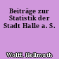 Beiträge zur Statistik der Stadt Halle a. S.
